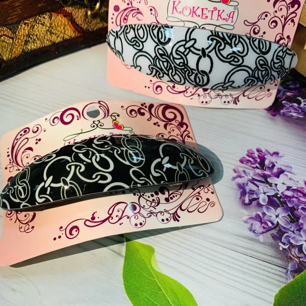 Заколка автомат овал «Кокетка - Цепочка», микс 2 цвета, 9,5 см