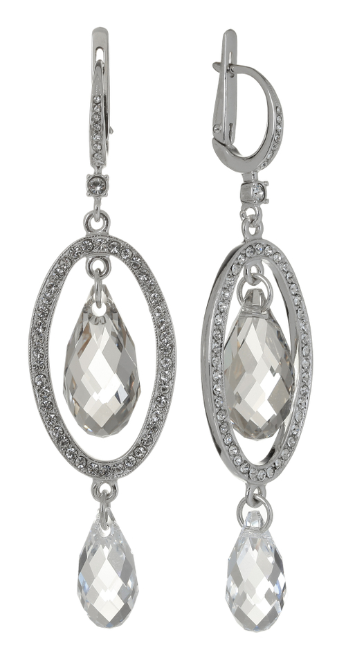 "Бебе" серьги в родиевом покрытии из коллекции "Алмазный фонд" от Jenavi с английским замком