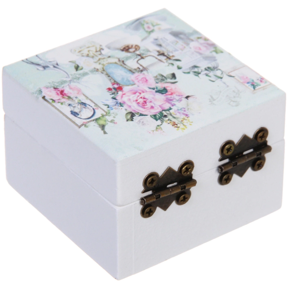 Шкатулка деревянная с зеркалом «МАРЦИПАН», пудровые пионы, 6.5*6.5*4.5см (в коробке)