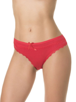 Хлопковые трусики-слипы с обработкой плоским кружевом (Размер: S) (Цвет: бежевый)