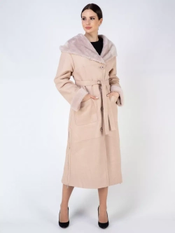 Дубленка зима натуральная с капюшоном длинная