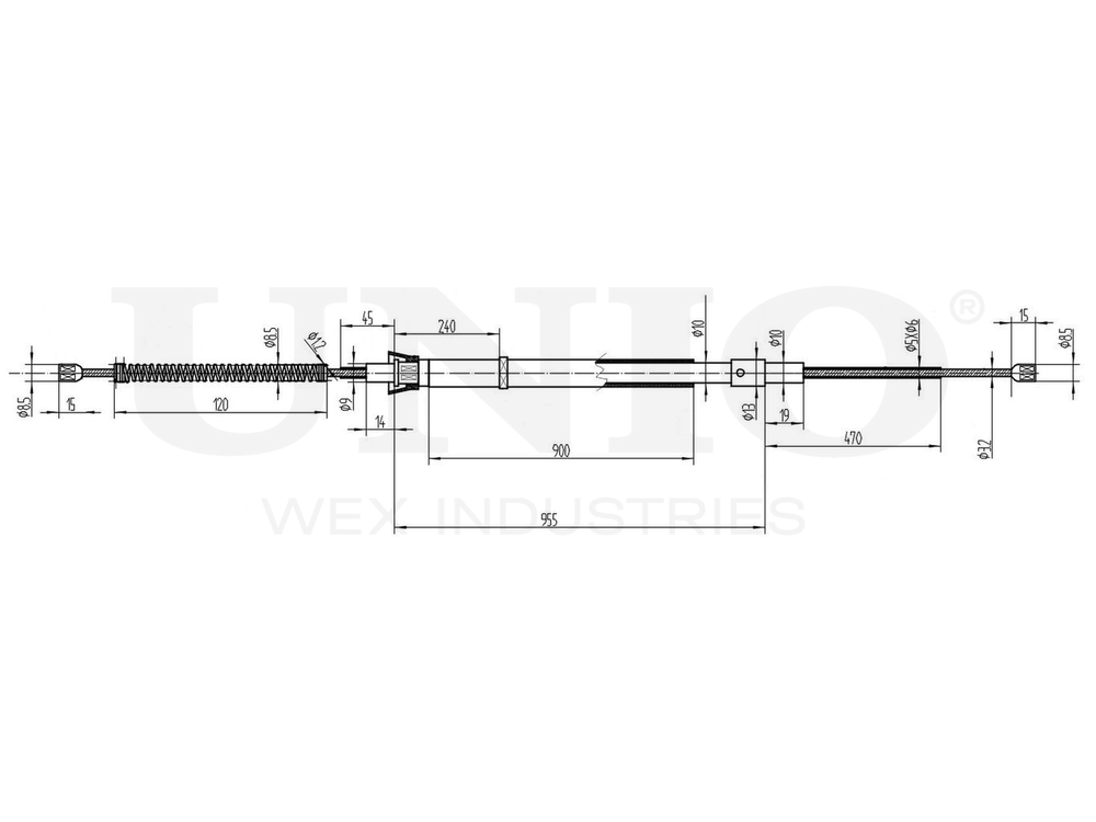 Трос стояночного тормоза UNIO CAB-60004
