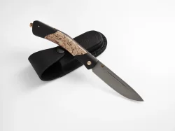 Складной нож "Белогор", сталь Х12МФ, рукоять карельская береза/черный мореный граб