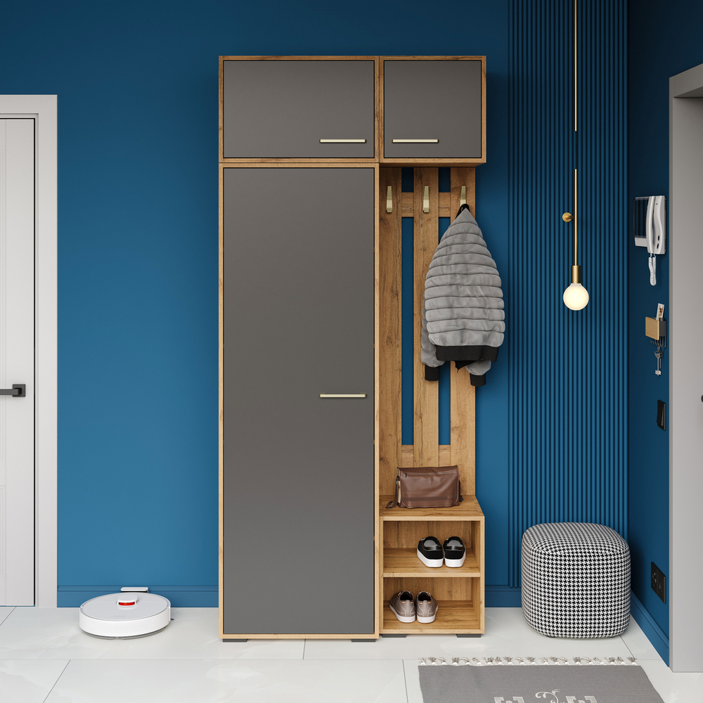 Шкаф-антресоль DIWO Кострома навесной 60x40х42 см, дуб вотан, антрацит, ручка золото