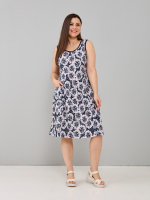 Платье П-012/хризантемы-горошек