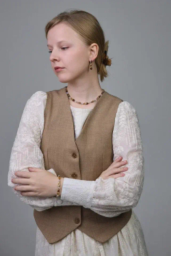 Серьги медовые и коричневые кубики, золото