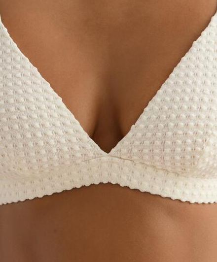 OYSHO Треугольный топ-бикини из рельефной ткани, экрю