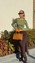 Юбка миди со сборкой из спандекса