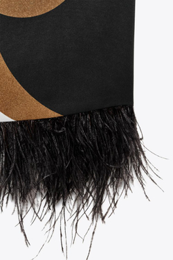 ZARA ТОП ИЗ ТКАНИ С ПРИНТОМ С ПЕРЬЯМИ, ЧЕРНЫЙ