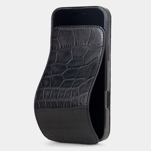 Чехол iPhone 16 Pro Max натуральная кожа аллигатора, черного цвета