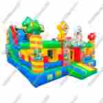 Надувной батут «Звериный мир» с горкой и аркой,с сеткой на входе 7*5*4,2 м