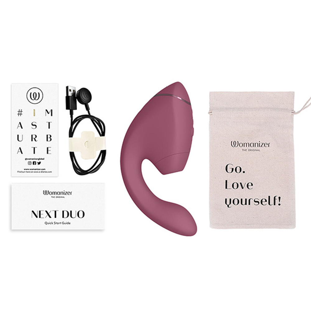 Розовый вибратор 19,5см с вакуумным стимулятором Womanizer Next Duo Dusky Pink WZ142SG3