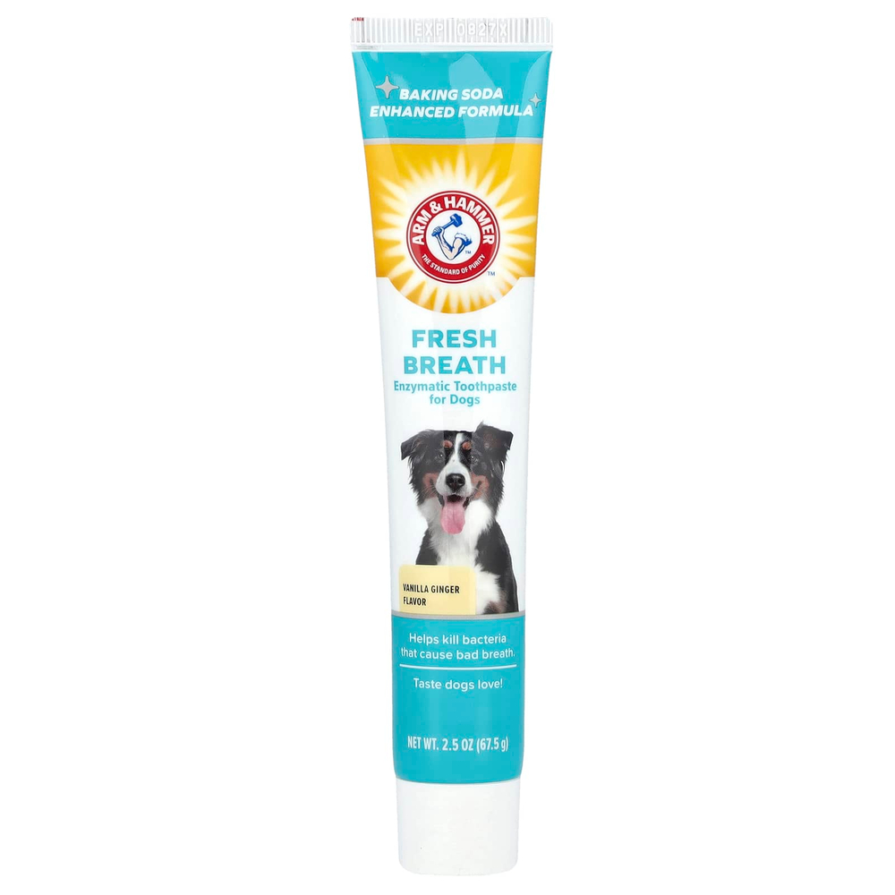 Arm & Hammer, ферментативная зубная паста для свежести дыхания, для собак, ваниль и имбирь, 67,5 г (2,5 унции)