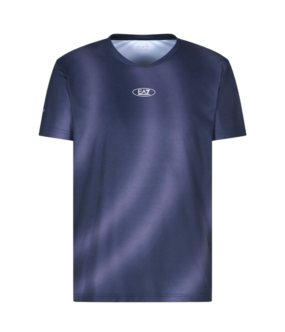 Мужская теннисная футболка EA7 Tennis Pro Crew-Neck - blue shade