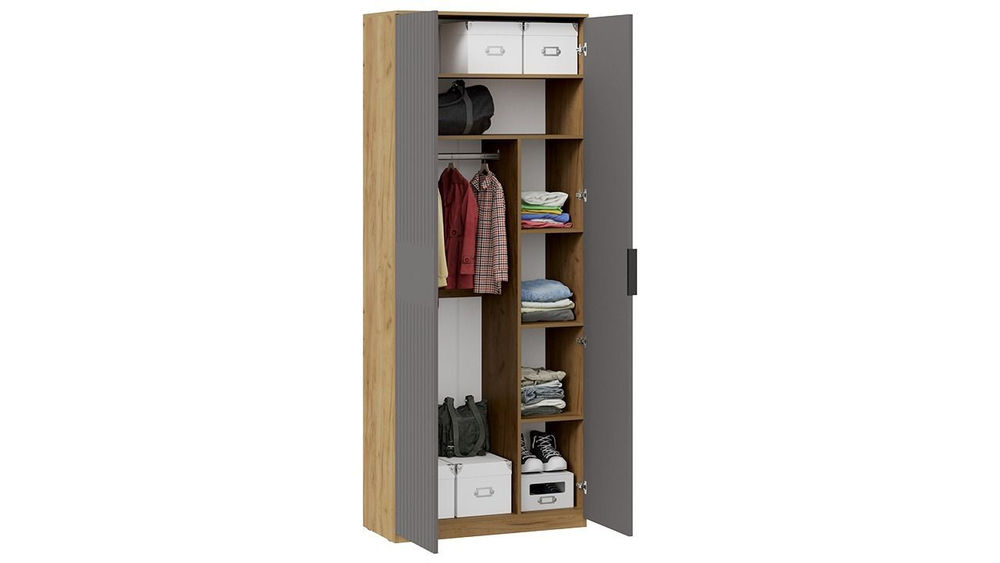 Прихожая с зеркалом комплект мебели Дуб Крафт золотой/Графит матовый 206х43х226 см