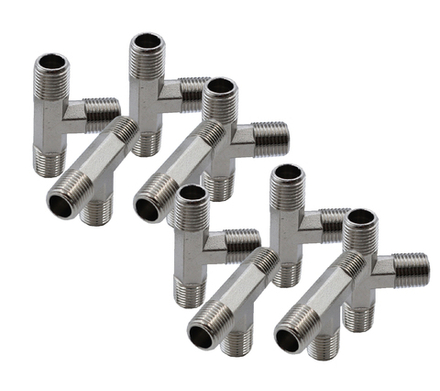 KraftWell KRW-TT14M3-10 Тройник резьбовой Т-образный M1/4" - M1/4" - M1/4", 10 шт