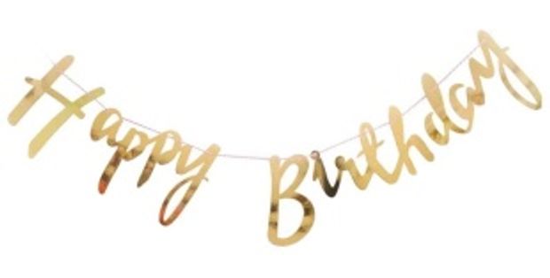Гирлянда Happy Birthday (курсив), Золото, Металлик, 500 см, 1 упак.
