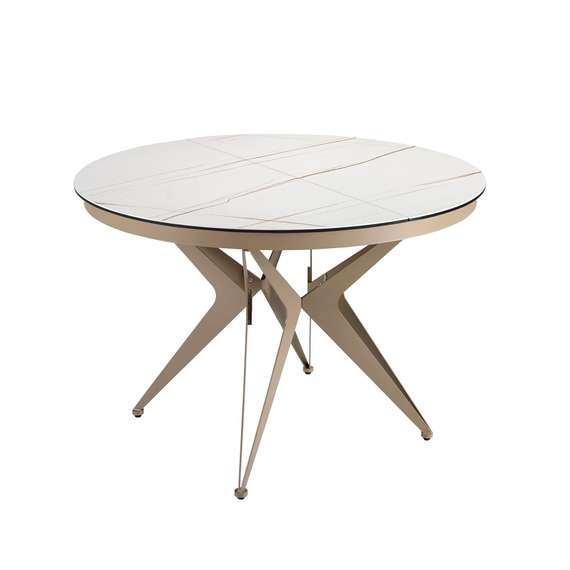 Круглый раздвижной обеденный стол 1119/MC22018DT из мраморной керамики и стали