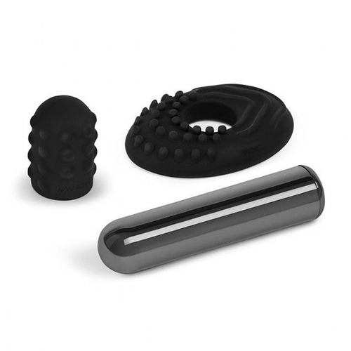 Черная вибропулька 7,9см с 2 нежными насадками Le Wand Bullet LW-012-BLK