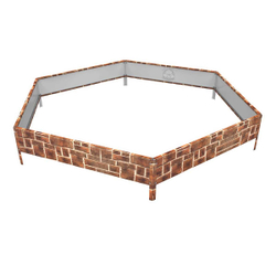 Клумба многоугольная оцинкованная с ножками 1 ярус Кирпич