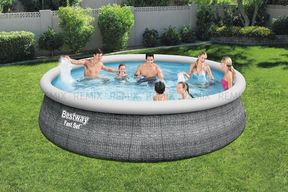 Бассейн Bestway №57372 размер 457 х 107 см, 12362 л, фильтр-насос 2006л/ч, тент, лестница