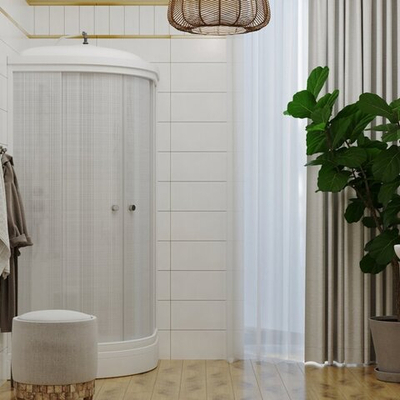 Душевая кабина "Стандарт 100*100 А" 1/4 круга, низ. подд., Лён, Белый, ДН4 (7 мест+сифон D90мм)