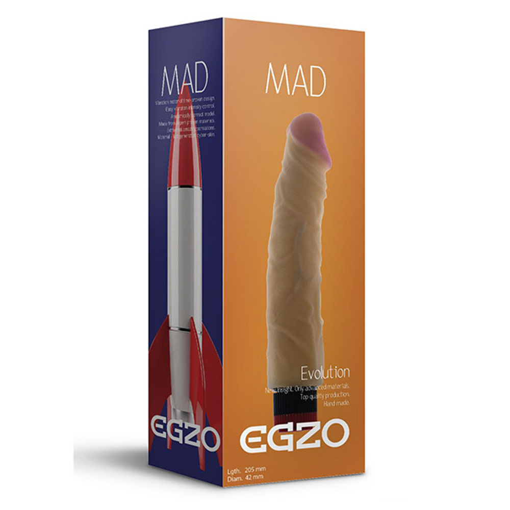 Реалистичный мультискоростной вибратор 20,5см без мошонки Mad Egzo Rocket