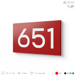 Номер на дверь 651, табличка на дверь для офиса, квартиры, кабинета, аудитории, склада, красная 120х70 мм, Айдентика Технолоджи