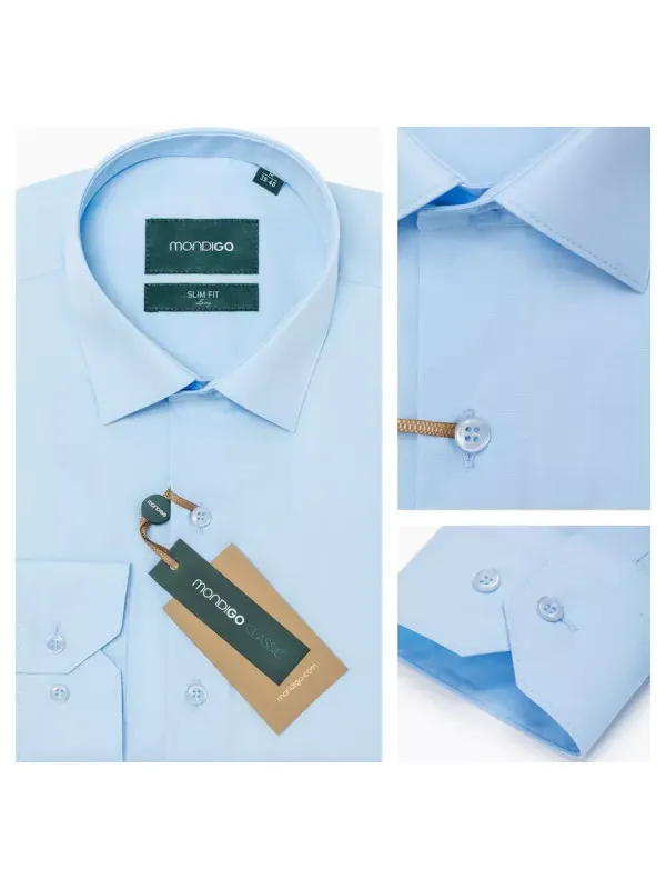 Рубашка на высокий рост LONG SLIM FIT с длинным рукавом, голубая