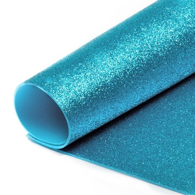 Фоамиран глиттерный, р. 20х30 см, 2 мм, светло-голубой