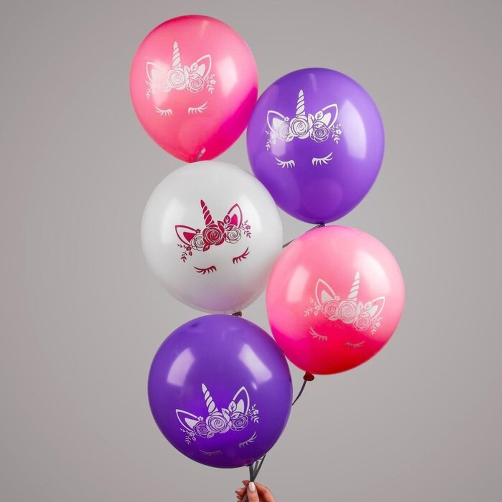 Шар воздушный 12&quot; &quot;Единорог-мордочка&quot;, 5 шт.