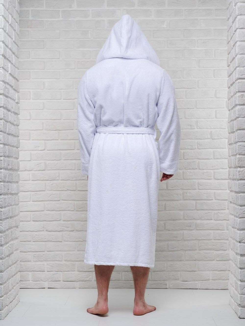 Халат махровый с капюшоном 52-54 белый