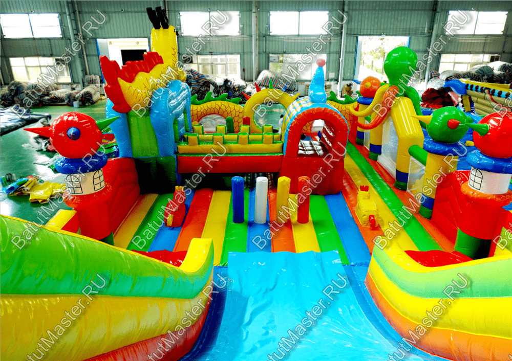 Коммерческий надувной батут "Осьминоги и драконы" 17*8*7 м