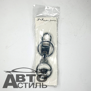 Брелок для ключей МЕТАЛЛ ТОЙОТА\TOYOTA круглый РУЛЬ с 2ным карабином