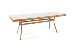 "Латте" плетеный стол из искусственного ротанга 200х90см, цвет соломенный