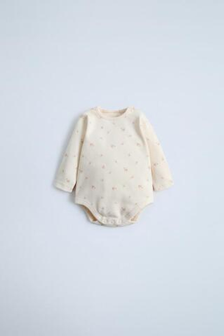 ZARA БОДИ В РУБЧИК С ЦВЕТОЧНЫМ ПРИНТОМ. СВЕТЛО-РОЗОВЫЙ