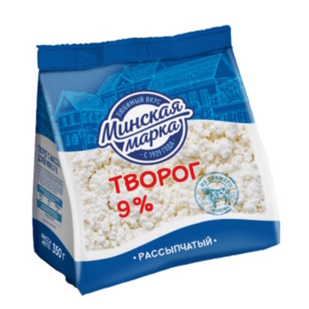 Творог рассыпчатый "Минская марка" 9% 350г. пакет Минский МЗ