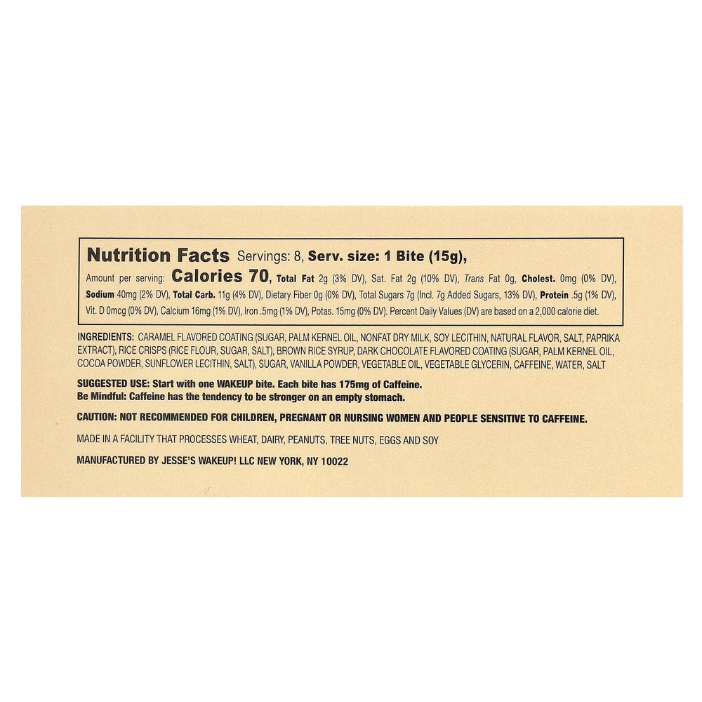 Jesse's WAKEUP!, Rice Crisp Bites, карамель, 8 пакетиков по 15 г (0,53 унции)