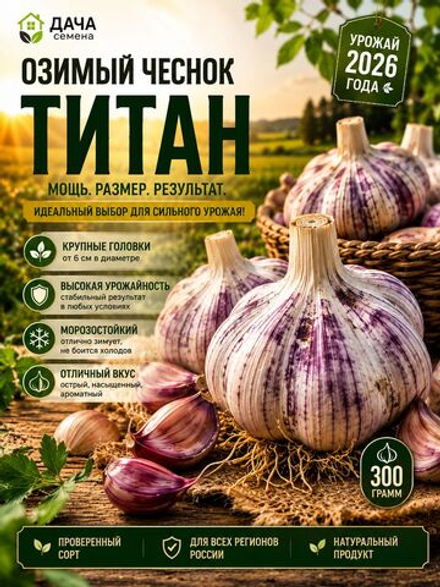 Чеснок озимый Титан 300 г, семенной, посадочный материал, крупные зубки