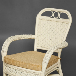 Комплект террасный ANDREA (стол кофейный со стеклом + 2 кресла + подушки) ротанг, 64х67х92см / D60х55, TCH White (белый)