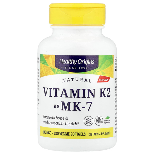 Healthy Origins, натуральный витамин K2 в виде MK-7, 100 мкг, 180 растительных капсул