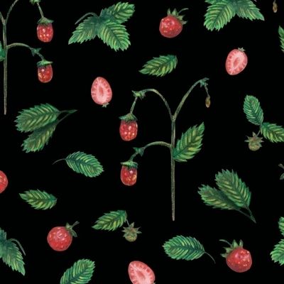 Ягоды земляники на черном фоне