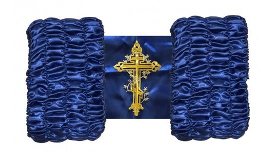 Обивка атласная СИНЯЯ Термокрест Золото