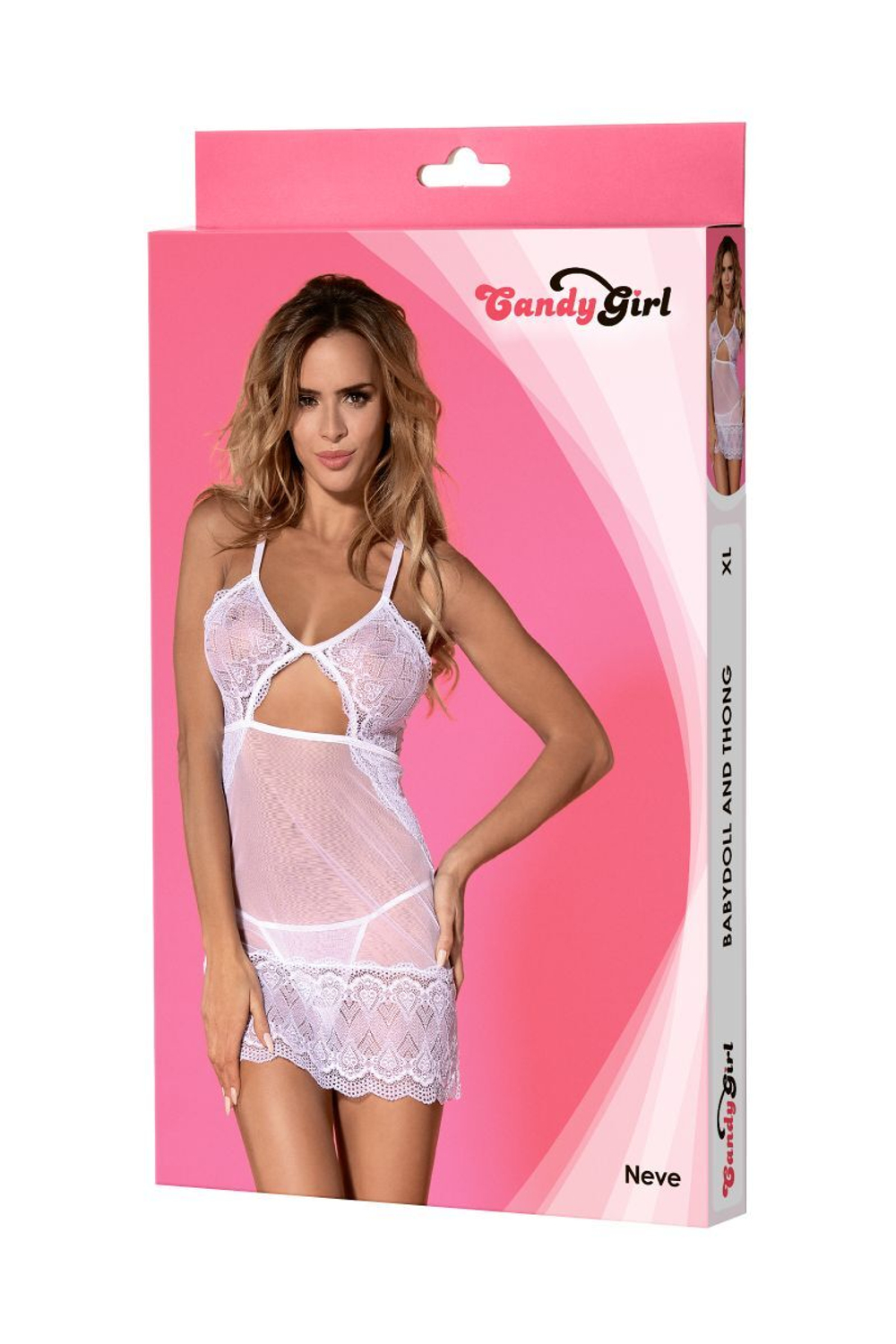 Восхитительная кружевная сорочка Neve (Размер: XL) (Цвет: белый)