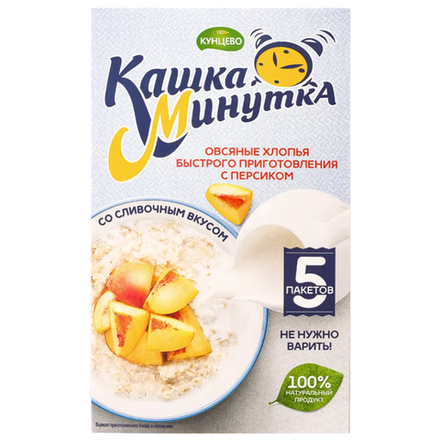 Каша Минутка Овсяные хлопья персик 215 гр
