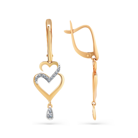 Серьги из золота 585 пробы с Фианит