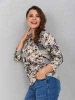 Лонгслив ЛНв-306/коллажиндиго-серыецветы