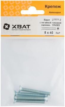 Винт с потайной головкой с полной резьбой оцинкованный DIN 965 5 х 40 (фасовка 4 шт.)