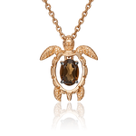 Подвеска «Черепаха» из красного золота с кварцем дымчатым