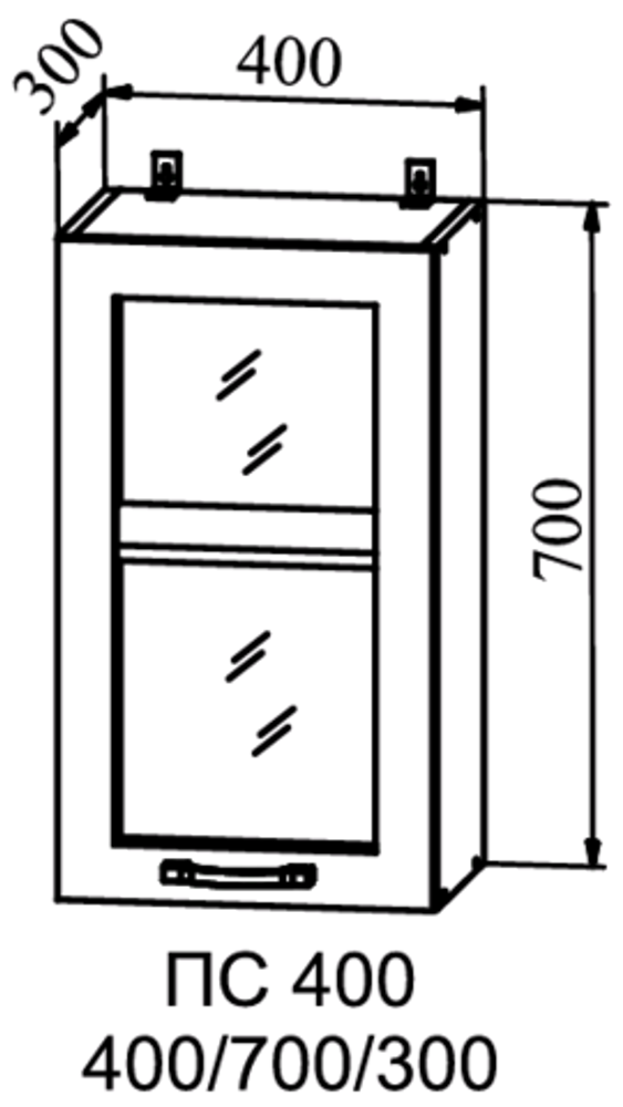 шкаф верхний стекло 400 гарда